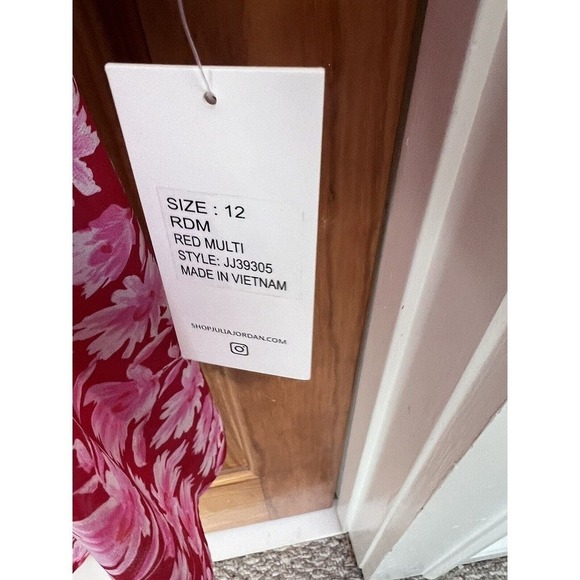 NWT Julia Jordon Red Pink Floral Long Sleeve Dress SZ 12 knee length - Picture 8 of 12